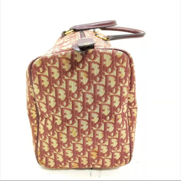 AUTHENTIC CHRISTIAN DIOR BORDEAUX CANVAS HANDBAG - Picture 3 of 12